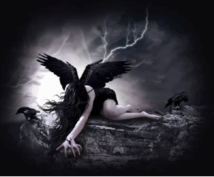Gif animé gothique ange noir